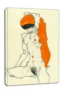 Obrazy i zdjęcia na płótnie - Standing Nude with Orange Drapery (recto)  Study of Nude with Arms Raised (verso), Egon Schiele - obraz na płótnie Wymiar do wyboru: 90x120 cm - miniaturka - grafika 1