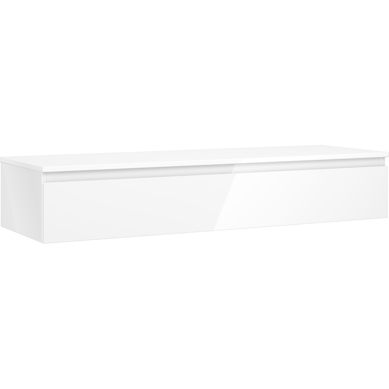 Mexen Orio szafka łazienkowa podumywalkowa 140 cm z blatem, 1 szuflada, biała połysk - 91A10-14023-1-BFC00
