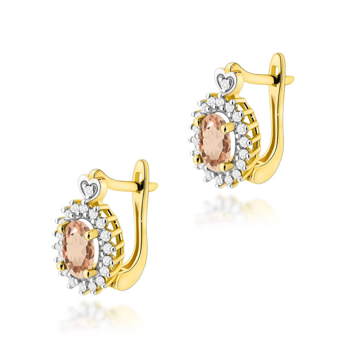 Złote kolczyki K0312 Morganit 2 x 0,40ct żółte złoto pr. 585