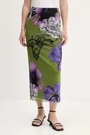 Spódnice - Desigual spódnica TULLEFLOWERS kolor zielony maxi prosta 25WWFK03 - miniaturka - grafika 1
