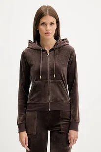 Juicy Couture bluza ROBERTSON HOODIE damska kolor brązowy z kapturem z aplikacją JCAP176G - Bluzy damskie - miniaturka - grafika 1