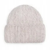 Czapki damskie - DAMSKA CIEPŁA ELEGANCKA CZAPKA WEŁNIANA ZIMOWA NA ZIMĘ 60% Angora BEŻOWA - miniaturka - grafika 1