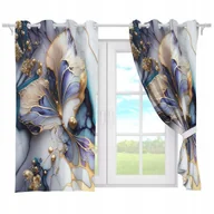 Zasłony - ZASŁONY GOTOWE NA PRZELOTKACH KRÓTKIE 140x160 ZASŁONA PRZELOTKI KWIATY 183 - miniaturka - grafika 1