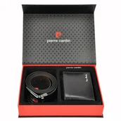 Paski - Pierre Cardin Zestaw prezentowy Męski Portfel + Pasek ZG-71 115 Czarny - miniaturka - grafika 1