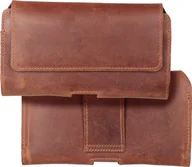 Etui i futerały do telefonów - OEM Kabura uniwersalna do paska skórzana ROYAL Crazy Horse pozioma rozmiar 3XL do Umidigi Bison 2 Pro / GT2 Pro 5G / X10 Pro / 202 DOOGEE S98 / S96 Pro / S88 Pro / S58 Pro 6 / S40 Pro HAMMER Blade 5G / Iron 3 / Blade 3 CAT S53 brązowa - miniaturka - grafika 1