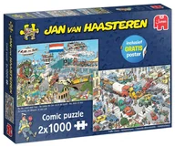 Puzzle - Puzzle, Jan van Haasteren, Drogowy chaos/W powietrzu, na lądzie, na wodzie, 2x1000 el. - miniaturka - grafika 1