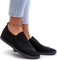 Trampki damskie - Damskie Tenisówki Trampki Slip-On Czarne Lovinia 38 - miniaturka - grafika 1