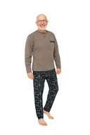 Piżamy damskie - PIŻAMA MĘSKA 3XL DŁUGI RĘKAW DŁUGIE SPODNIE ELEGANCKA BAWEŁNIANA OLIWKOWA - miniaturka - grafika 1