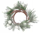 Sztuczne kwiaty - Wianek Dekoracyjny Z Igliwia Stroik Z Kuleczkami - miniaturka - grafika 1