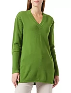 Swetry damskie - United Colors of Benetton Damski sweter z dekoltem w serek M/L 1244d400m, zielony liść 0w7, M - miniaturka - grafika 1