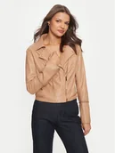 Kurtki damskie - Guess Kurtka z imitacji skóry W4YL21 WE480 Beżowy Regular Fit - miniaturka - grafika 1