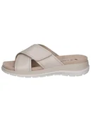 Klapki i japonki damskie - Caprice Skórzane klapki w kolorze kremowym na koturnie - miniaturka - grafika 1