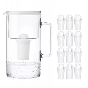 Wessper AquaClassic Crystalline 2,5L Biały szklany dzbanek filtrujący z 12 wkładami - Dzbanki filtrujące - miniaturka - grafika 1