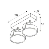 Oprawy, klosze i abażury - Reflektor ścienno/sufitowy KALU 2 2xGU10 2x75W - czarny - miniaturka - grafika 1