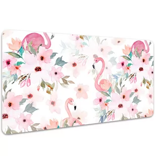 Podkładka na biurko z nadrukiem Flamingi wśród kwiatów 100x50 cm - Podkładki na biurko - miniaturka - grafika 1