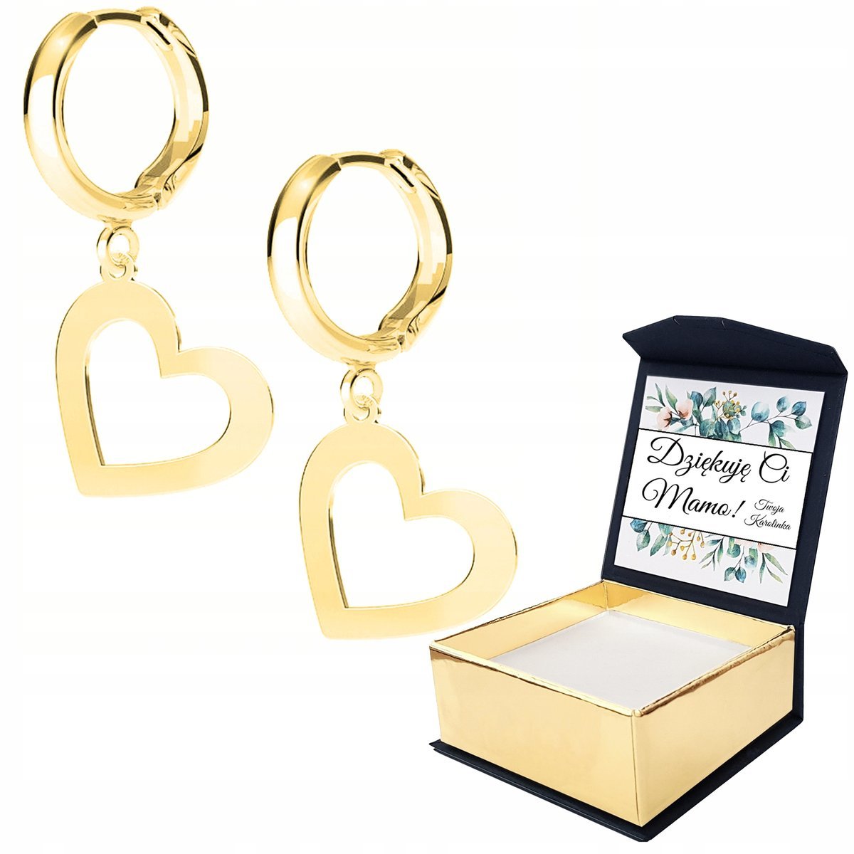 Kolczyki złote Serce Serduszko 925 WŁASNY NADRUK