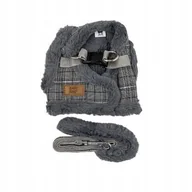 Szelki dla psów - Zestaw, szelki+smycz, dla psa, szary, poliester/bawe�na, rozmiar M, ocieplane - miniaturka - grafika 1