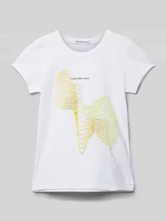 Koszulki dla dziewczynek - T-shirt z o kroju slim fit z nadrukiem z motywem - grafika 1