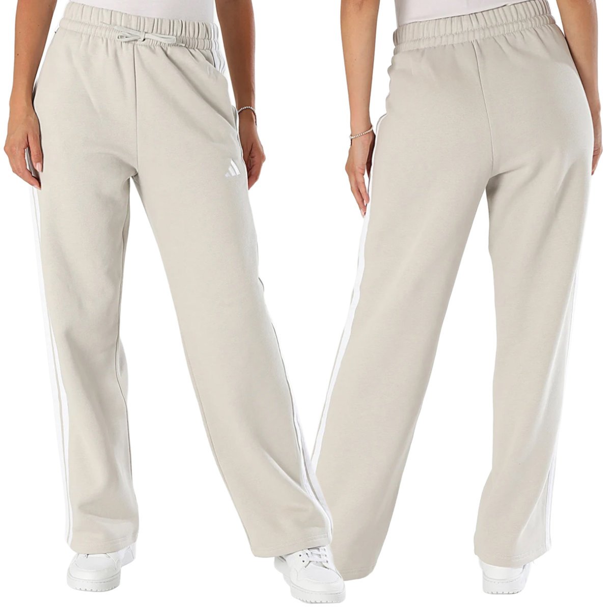 Adidas Essentials 3-Stripes spodnie damskie ocieplane jasny beż JW9215 M