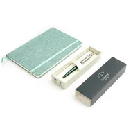 Zestawy piśmiennicze - Długopis Parker Jotter XL Greenwich Matte Green z seledynowym notatnikiem A5 - miniaturka - grafika 1