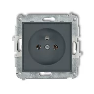 Gniazdka elektryczne - Karlik Mechanizm gniazda Mini 28MGP-1Z podtynkowe pojedyncze z uziemieniem bez przesłon torów prądowych grafitowy mat - miniaturka - grafika 1