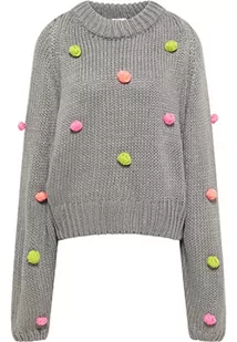 myMo Damski sweter z dzianiny 12419397, szary, wielokolorowy, XS-S - Swetry damskie - miniaturka - grafika 1