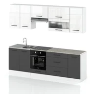 Meble kuchenne - Meble kuchenne kuchnia marocco 2.6m nowoczesne modułowe biały połysk szary - miniaturka - grafika 1