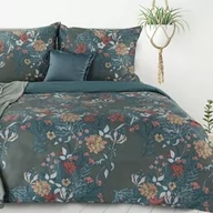 Pościel - Design 91 Pościel z mikrowłókna 160x200 Lea 02 kwiaty turkusowa ciemna D91 - miniaturka - grafika 1