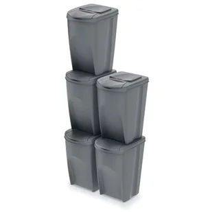 Prosperplast Zestaw koszy do segregacji Sortibox 5x20L szare ISWB20S5 - Kosze na śmieci - miniaturka - grafika 1