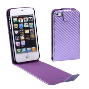 Etui na telefon komórkowy flip thin carbon look do telefonu komórkowego iPhone SE fioletowy - Etui i futerały do telefonów - miniaturka - grafika 1