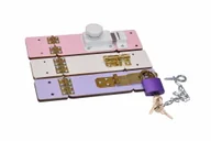 Zabawki interaktywne dla dzieci - Kolorowy zestaw drzwi na tablicę manipulacyjna z kłódką. - miniaturka - grafika 1