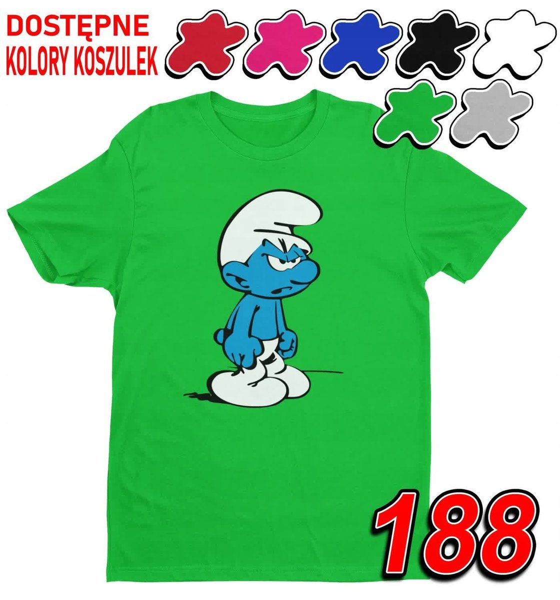 Dziecięca Koszulka T-Shirt Z Nadrukiem Duży Wybór Maruda Smerf - L 146-152