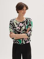 Bluzki damskie - OPUS Bluzka w kolorze czarno-zielonym - miniaturka - grafika 1