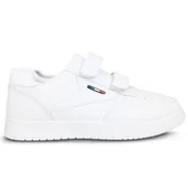 Sneakersy męskie - Buty Trampki Sportowe Na Rzepy Ze Skóry Ekologicznej Wygodne Modne Lekkie Miejskie Sneakersy Męskie Białe Menos 41 - miniaturka - grafika 1