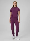 Spodnie sportowe damskie - 4F Spodnie dresowe z modalem joggery damskie - fioletowe XXL - miniaturka - grafika 1