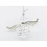 Ozdoby bożonarodzeniowe - Zawieszka plastikowa anioł 8 cm srebrny - miniaturka - grafika 1