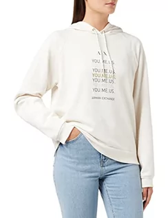 Bluzy damskie - Armani Exchange Damska bluza z kapturem, z długim rękawem, z logo na przodzie, ISO, mała - grafika 1