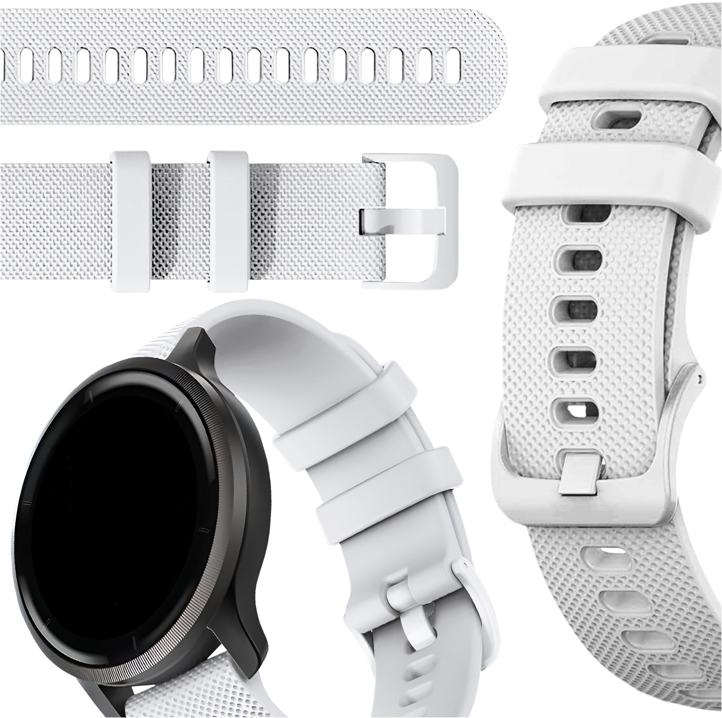 ChronSmarta Pasek ChronSmarta do smartwatch'a Amazfit GTS 2 2e 3 4 Mini BIP U Pro Lite Gtr 42 mm Biały