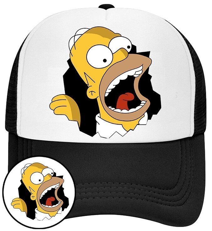 Czapka z Daszkiem Simpsonowie Czarna z Nadrukiem Na Lato Siatka Bejsbolówka