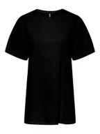 Koszulki i topy damskie - PIECES Damska koszulka PCRINA SS Oversized Tee NOOS BC T-shirt, czarna, M - miniaturka - grafika 1