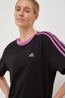 Koszulki sportowe damskie - adidas t-shirt bawełniany kolor czarny - miniaturka - grafika 1