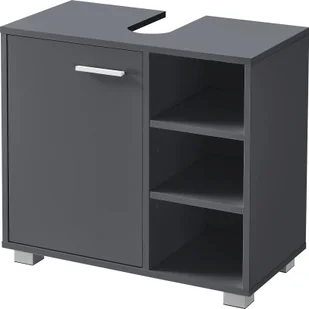 Szafka podumywalkowa 56 x 60 x 31 cm Szafka łazienkowa z wycięciem na syfon Szafka łazienkowa z drzwiczkami szafki 3 schowki Ciemnoszary [en.casa] - Szafki łazienkowe - miniaturka - grafika 1