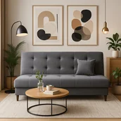 Sofy i kanapy - Sofa z Funkcją Spania LIMA Rozkładana Wersalka Dwuosobowa Szara Nowoczesna do Salonu - miniaturka - grafika 1