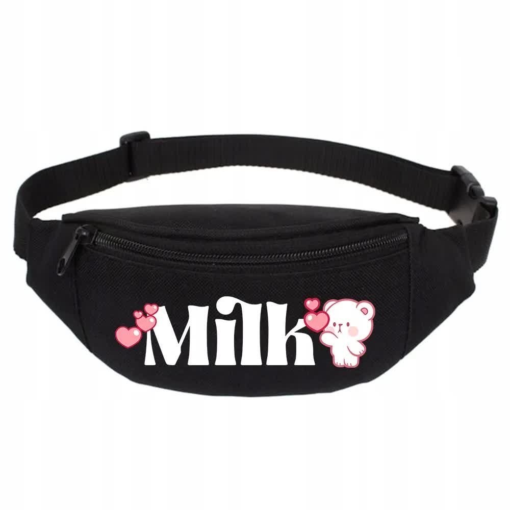 SPORTOWA NERKA CZARNA Biodrowa Na Prezent Dla Fana PEACH GOMA Milk Top Wz