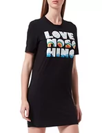 Sukienki - Love Moschino Damska sukienka regularna z krótkimi rękawami, czarny, 44 - miniaturka - grafika 1