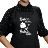 Fartuchy i rękawice kuchenne - Babcia nie pyta, babcia nalewa - fartuch z nadrukiem - miniaturka - grafika 1