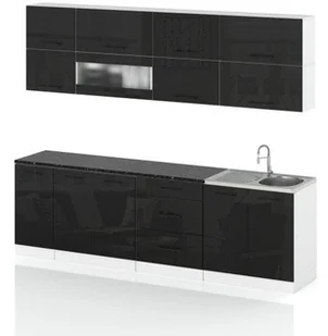 Meble Kuchenne Kuchnia Robo Lux 2.6m Modułowa Nowoczesna Czarny Połysk - Meble kuchenne - miniaturka - grafika 1