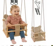 Place zabaw - Huśtawka kubełkowa WELUROWA Metalowe kółka + regulacja MIŚ+ HAKI + KOŁKI - miniaturka - grafika 1