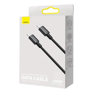 Baseus Superior kabel przewód USB Typ C - USB Typ C szybkie ładowanie Quick Charge / Power Delivery / FCP 100W 5A 20V 1m czarny (CATYS-B01) - Kable USB - miniaturka - grafika 5