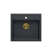 Zlewozmywaki - QUADRON Zlewozmywak BILL 110 black diamond/elementy złote HCQB6054U8_PVDG1 - miniaturka - grafika 1